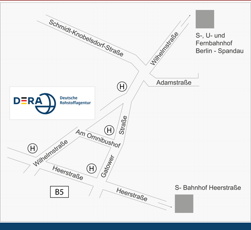 Anfahrtskizze zur Deutschen Rohstoffagentur (DERA) in der BGR-Außenstelle Berlin-Spandau