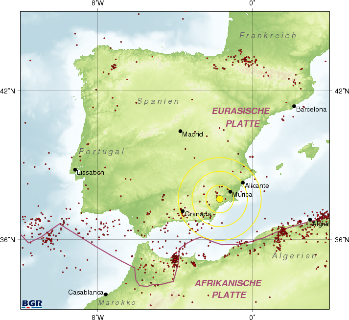 Bgr Erdbebenauswertung Sudspanien Bgr Registriert Zwei Erdbeben Der Starken 5 2 Und 4 5